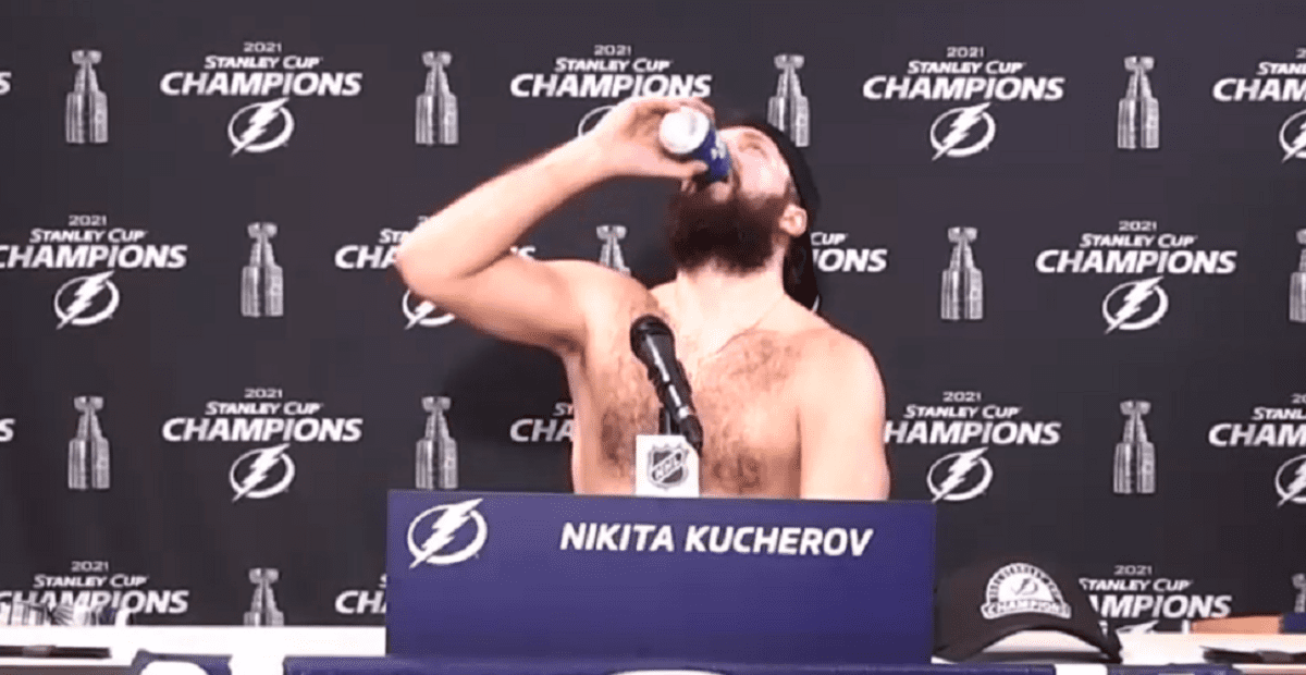 Nikita Kucherov drinking